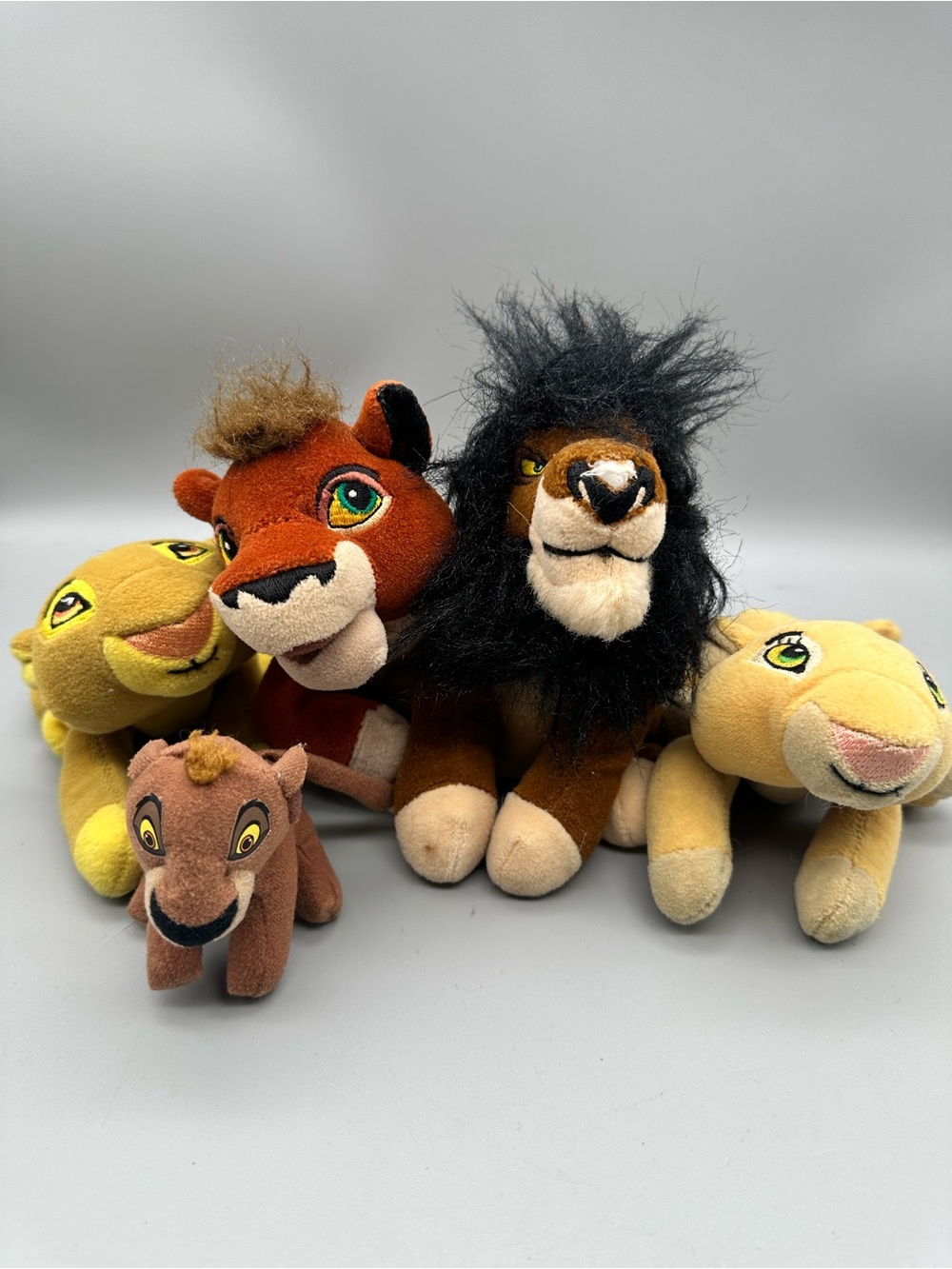 Disney Lion King Plush Lot Scar Simba Nala Zira Simba's Pride Vintage Toys 5pc